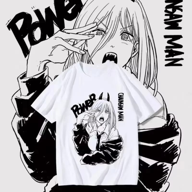 Nuova T-shirt 2026 Chainsaw Man Power Anime Stampata a Maniche Corte, T-shirt Uomo e Donna, Top Sportivo Uomo, T-shirt Harajuku