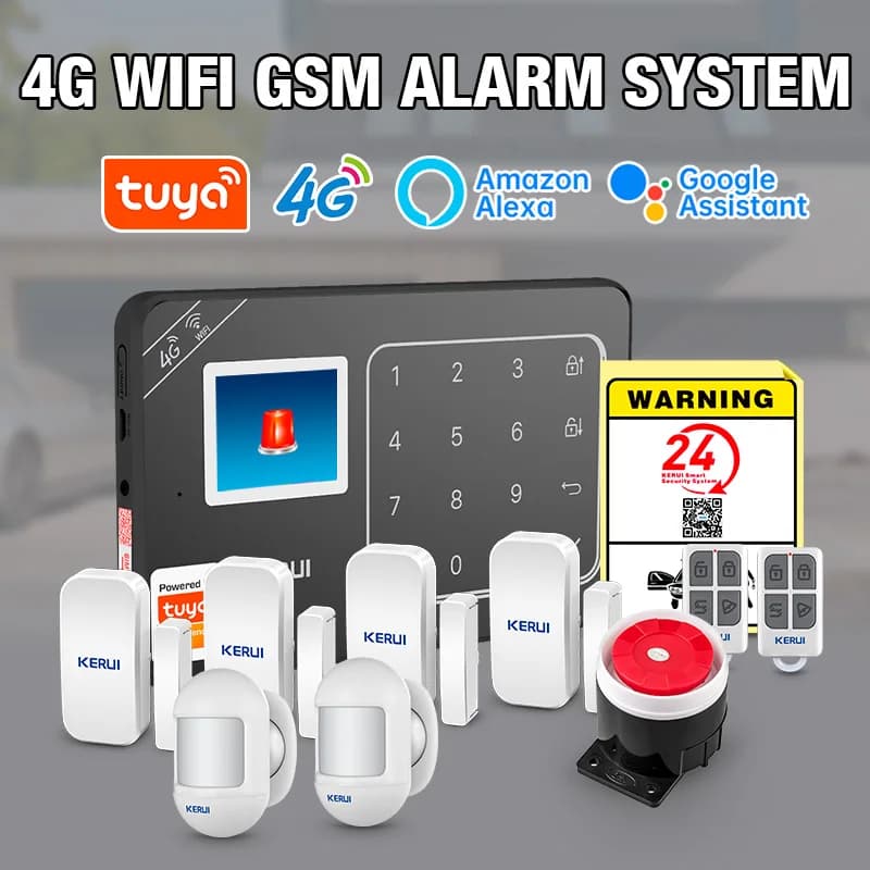 KERUI Protezione di sicurezza per la casa WiFi + 4G Kit sistema di allarme domestico Tuya Smart Remote Control Antifurto Sensori 433MHZ W184