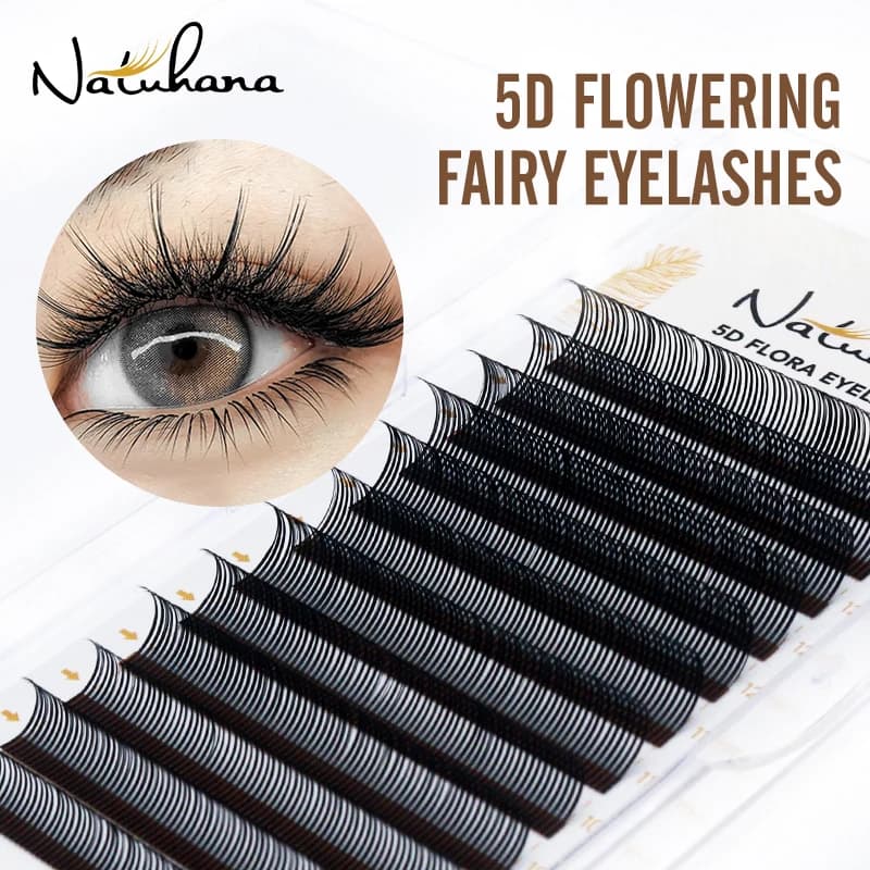 NATUHANA 5D Flora Ciglia individuali Easy Fan Estensioni ciglia Volume 12 file W Stile Ciglia finte morbide naturali