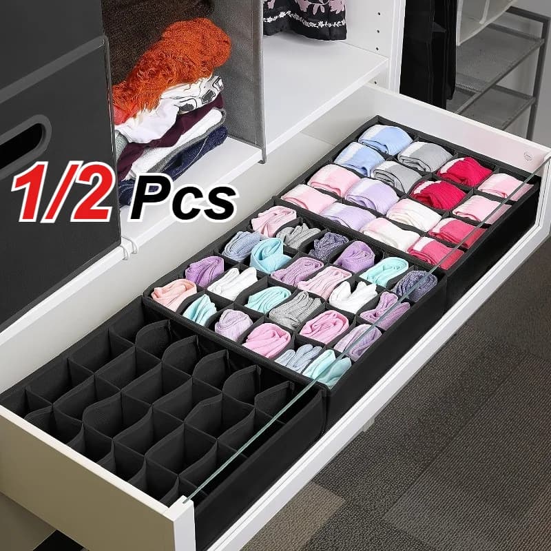 1/2 PCS Sock Underwear Separate Storage Box Foldable Wardrobe Storage Box for Organizing and Storing Socks, Underwear, And Ties