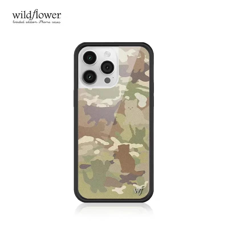 Wildflower Camo Cute Girls Phone Case for iPhone 13 14 15 12 11 16 17 Pro Max Plus Wildflower ER Cat Neko Oil Painting Wf Cover