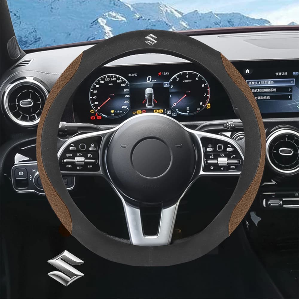 Copri Volante Auto in Morbida Pelle Scamosciata, Accessori Decorativi per Suzuki S-cross, Cross, Spacia, Splash, Kizashi