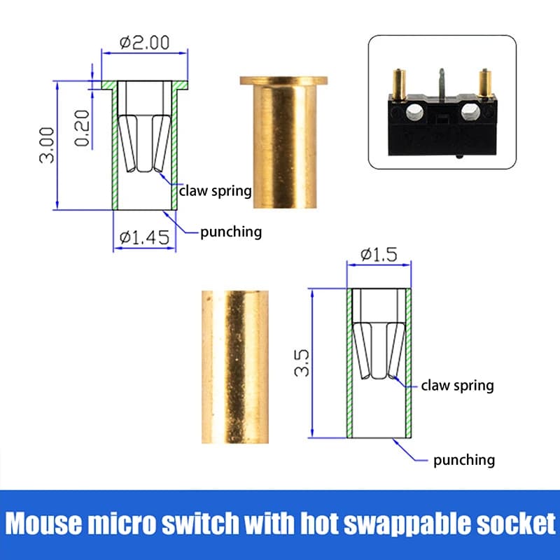 10/100 Pieces Hot-Swap Connector for Mechanical and Mouse Keyboard for CORSAIR GATERON GTMX GATERON PCB, Microswitch for Sawing, Spare Parts
