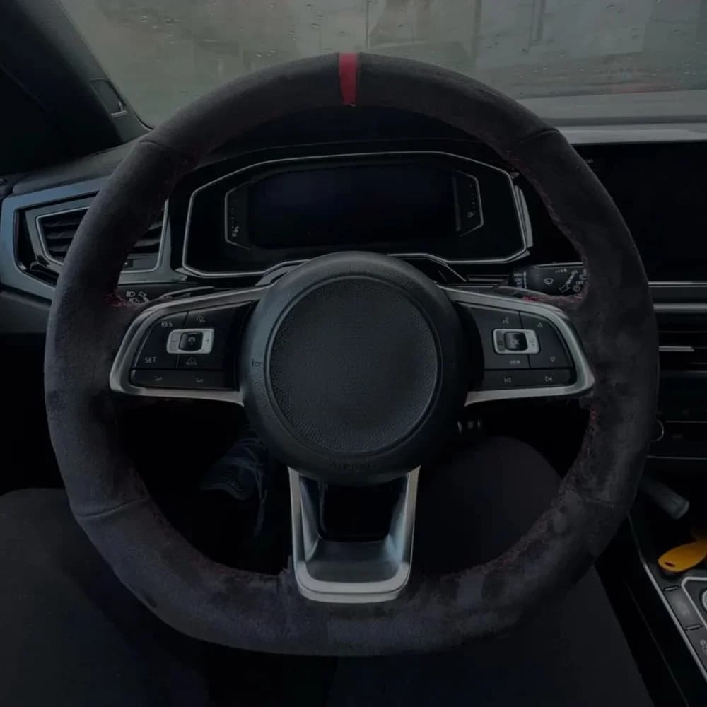 Coprivolante personalizzato in pelle scamosciata per Golf 7 GTI Golf R MK7 GTI Scirocco 2015 2016, rivestimento fai-da-te per volante auto per Volkswagen Polo
