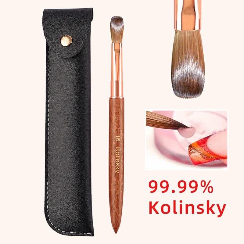 1Pc Sandalwood Handle Kolinsky Nail Art Brush Acrylic UV Gel Extension Pen Nail Polish Painting Drawing Brush