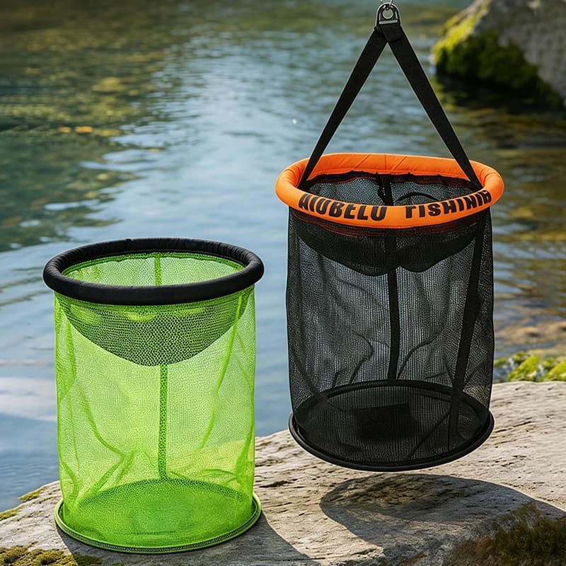 Floating Collapsible Round Fishing Keep NetSuspended Live Fish Shrimp Basket for Lure Stream Wild Fishing Buoyant Baits Cage