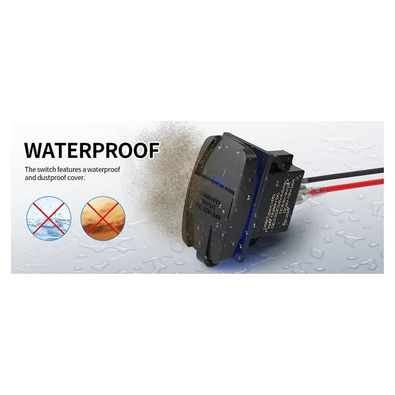 Interruttore a bilanciere USB 12V Impermeabile USB C e QC 3.0 Presa doppia per caricabatterie PD per auto UTV RZR RV Truck Marine-ABVK