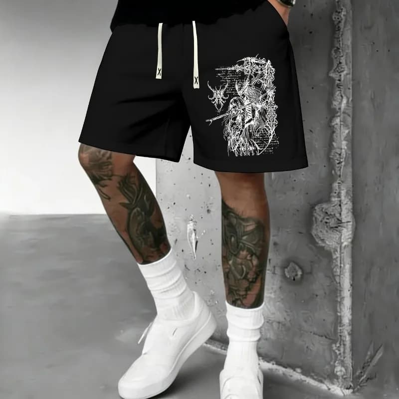Summer Casual Outdoor Sports Shorts, Dark Fashion Trend Shorts, Retro Punk Men's Casual Shorts, Summer New Style