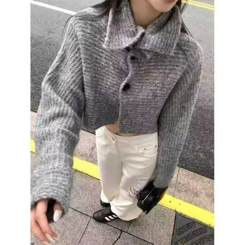 Fashion Knitted Cardigan Sweater Korean Women Loose Cardigans Turtleneck Long Sleeve Women Sweater Coat Jacket Female Outerwear
