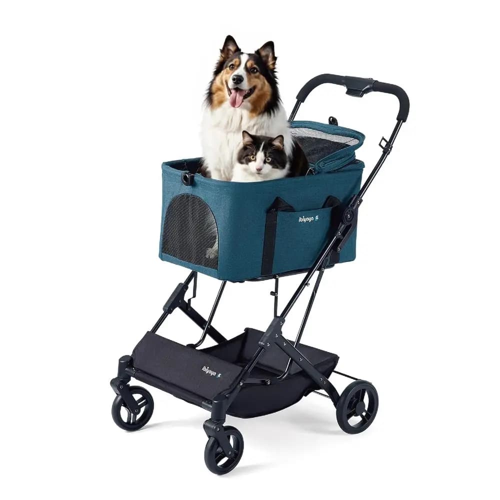 Essential – Sistema di viaggio per animali domestici Travois Tri-Fold per cani di taglia media, gatti e altro ancora, passeggino per cani 3 in 1 con supporto staccabile, XL