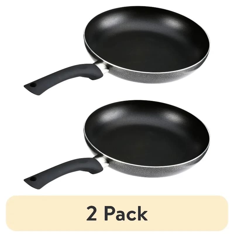 (2 pack) IMUSA 12in Charcoal Aluminum Nonstick Fry Pan with Soft Touch Handle, Black