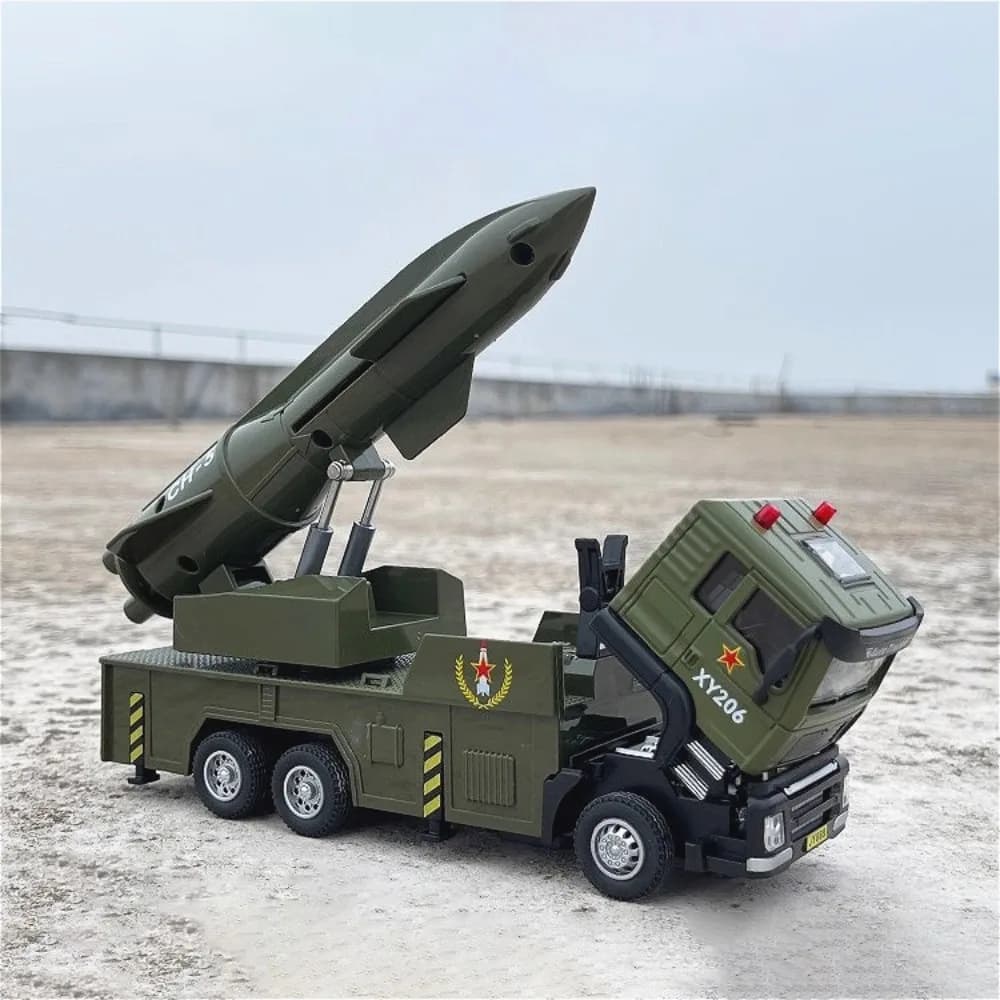 1:32 Scale Drone Launch Model Car Toy Rotatable Launch Pad Alloy Diecast Sound Light Pull Back Military Vehicles for Kids Gifts