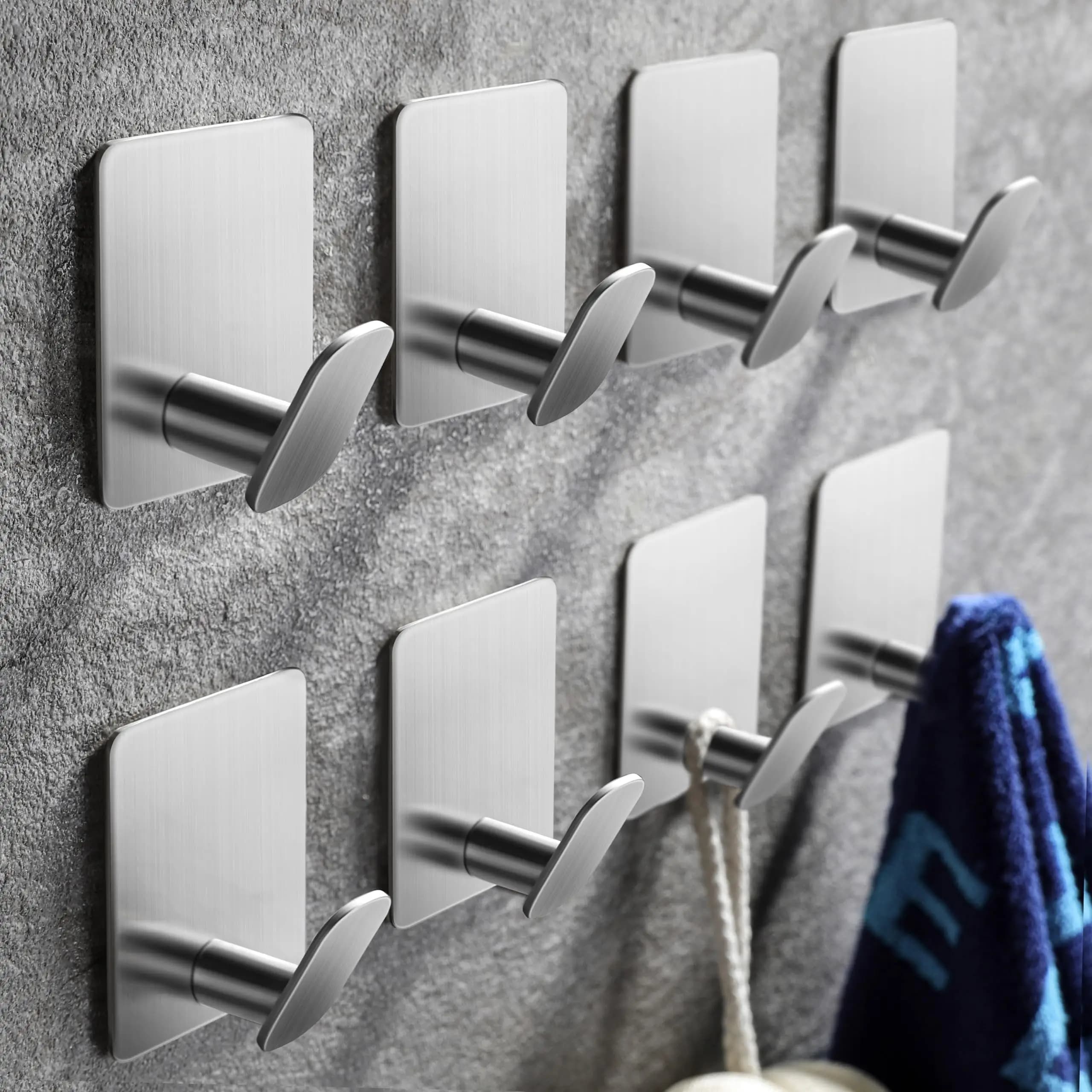 304 Stainless Steel Hanger Hook，Wall Adhesive Towel Hooks Heavy Duty Stick on Wall Hooks Hanging Clothes Hats Bathroom Kitchen
