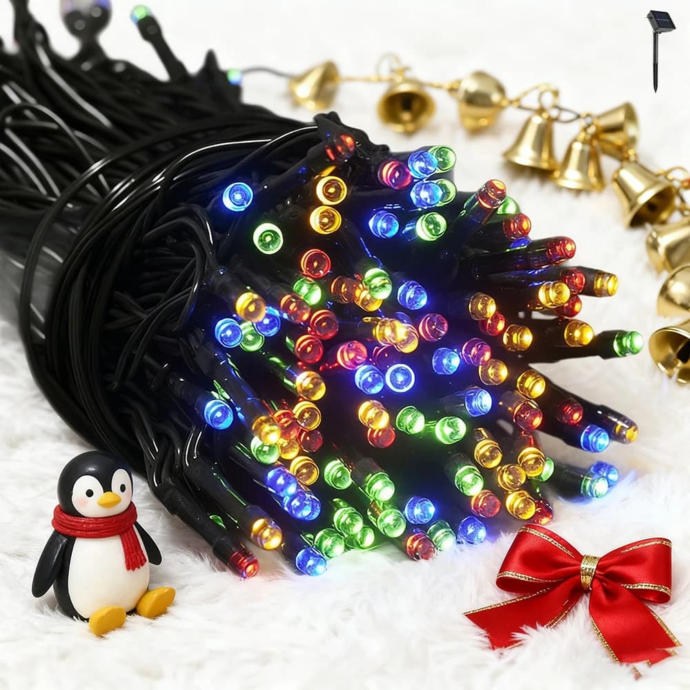 1set 5M 50LED Solar Light String, Constantly Flashing Dual Mode, Christmas Tree Wreath, Outdoor Garden, Birthday Party Decor