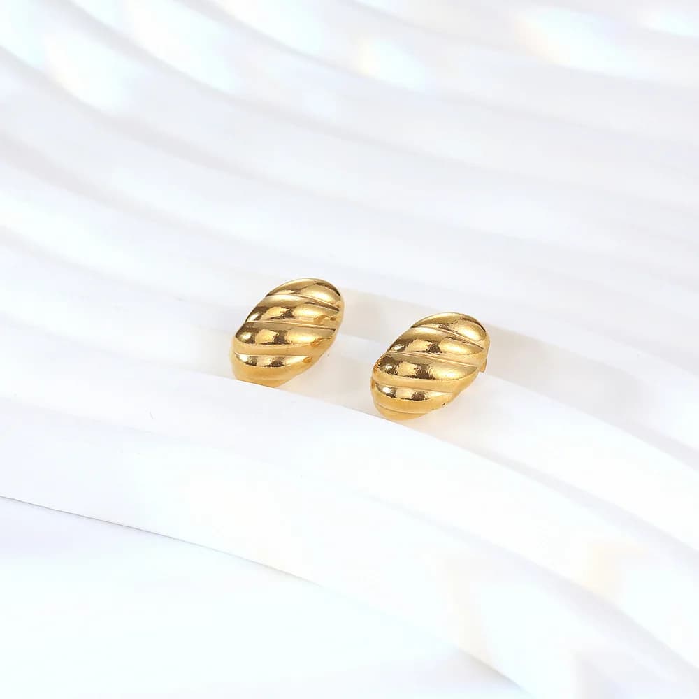Orecchini a bottone con motivo a spirale da donna baguette in acciaio al titanio unico, accessori moda, regalo di gioielli