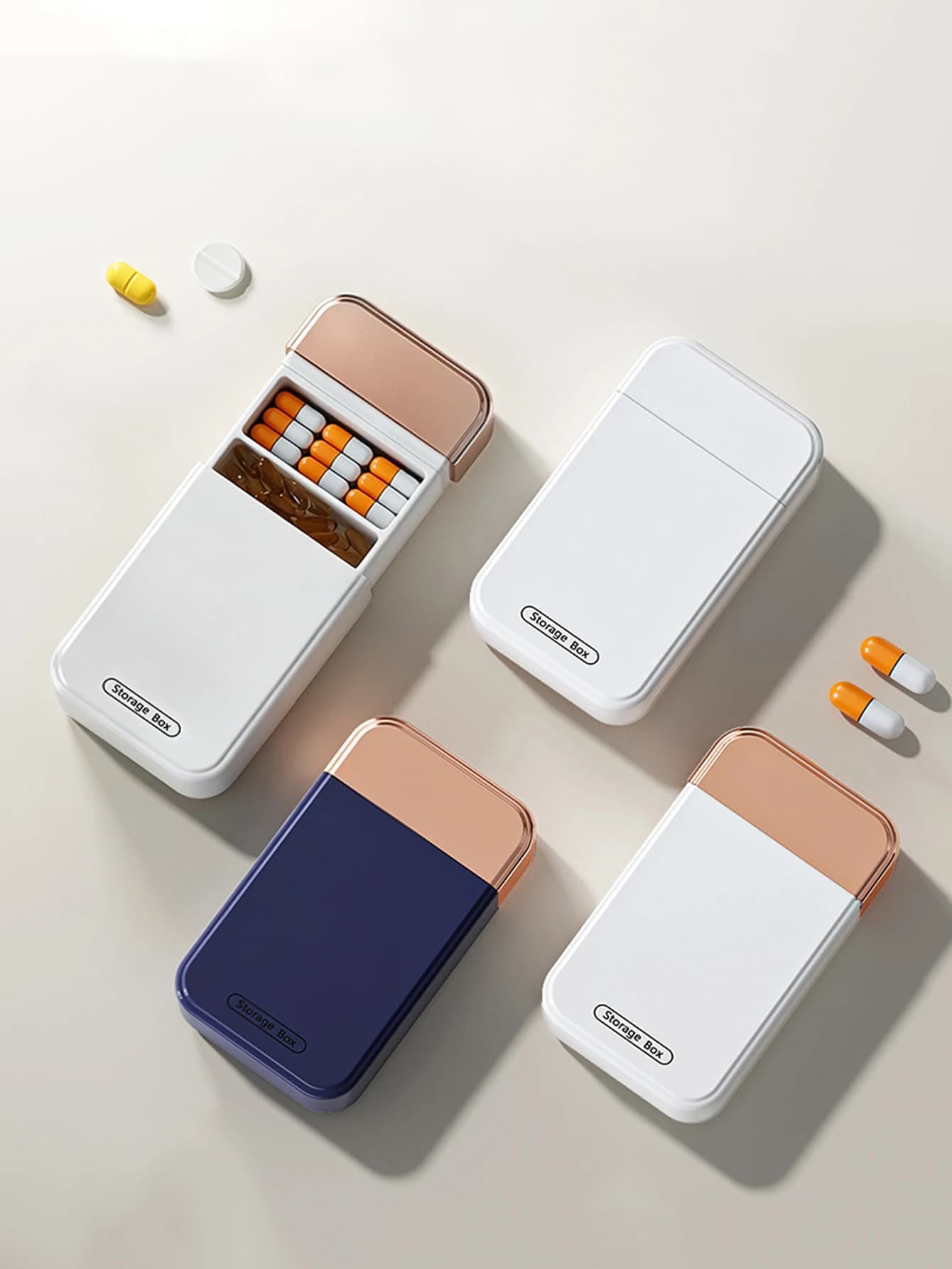 1PC Premuim Mini Small Portable Travel Vitamin Box Pill Cases Container Organizer Storage 4 Grids Medicine Fish Oils