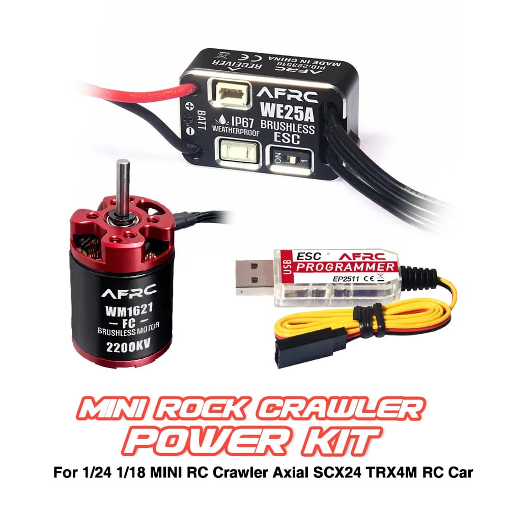 Kit di Alimentazione ESC AFRC 25A Brushless per Auto RC MINI Crawler Axial SCX24 TRX4M 1/18 1/24, Assemblaggio e Aggiornamento Fai-da-Te