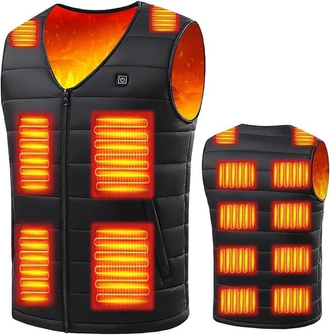 Gilet riscaldante elettrico, 16 aree riscaldato, gilet riscaldante super veloce, 3 livelli di regolazione della temperatura, alimentato tramite USB, protezione dal freddo