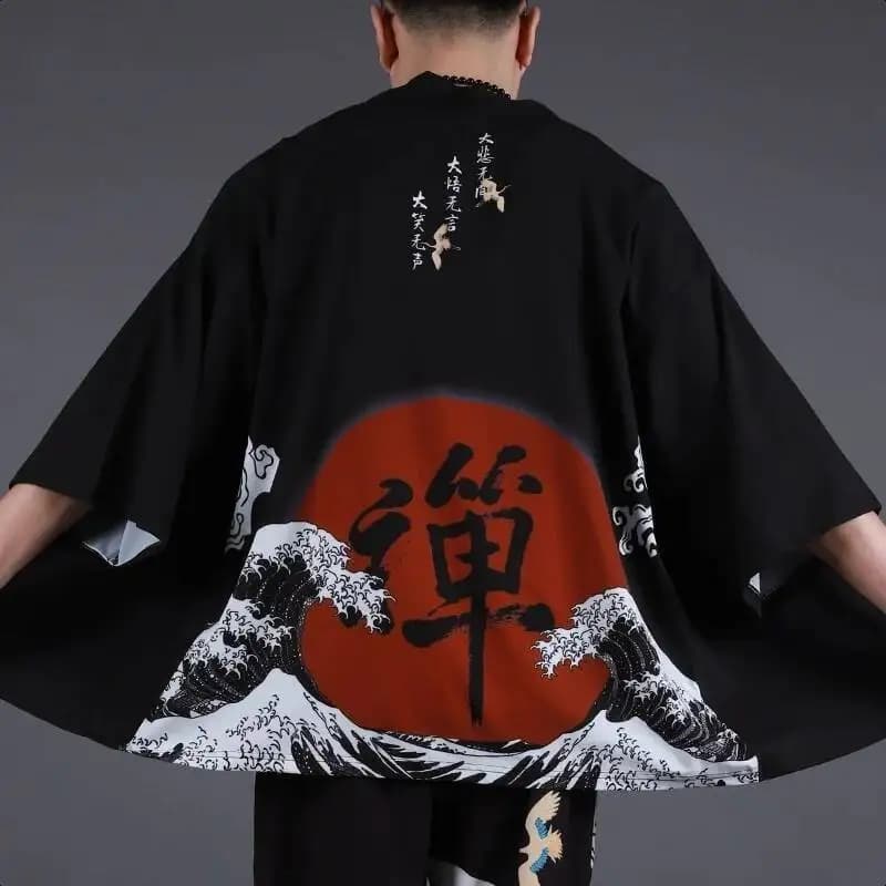 New Fashion Man Abbigliamento giapponese Yukata Costume da samurai maschile Haori Obi Beach Kimono da uomo Cardigan Giacca streetwear