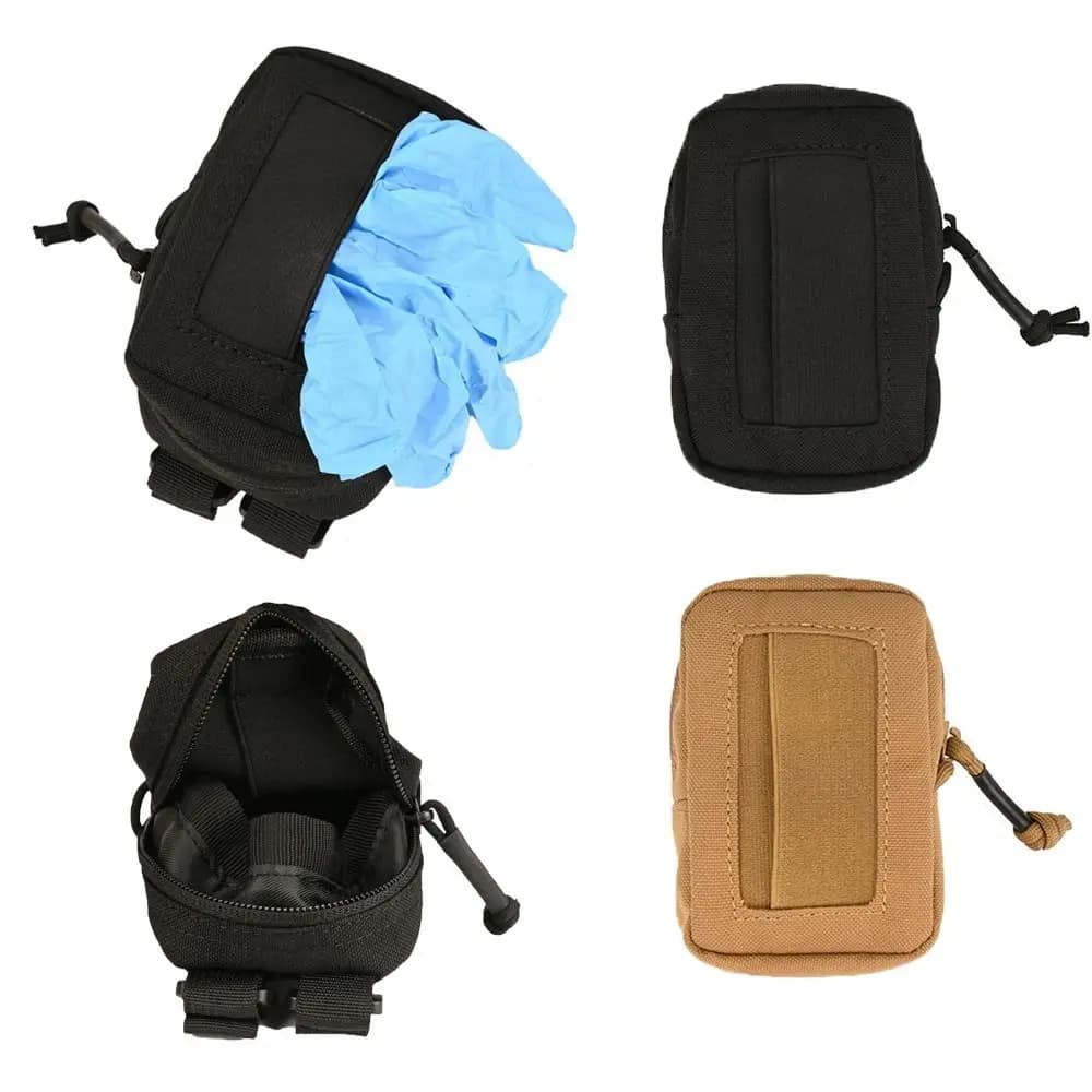 Tough Nylon Duty Belt Gloves Pouch Multifunctional Storage Portable Molle Accessory Pouch Solid Color Latex Glove Bag Coin