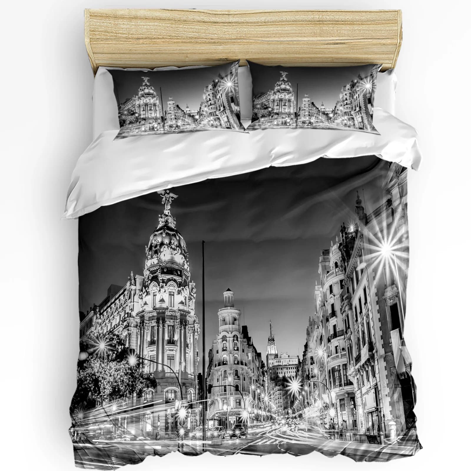 Set biancheria da letto 3 pezzi Chicago Nightscape Tessili per la casa Copripiumino Federa Ragazzo Bambino Adolescente Set copripiumino