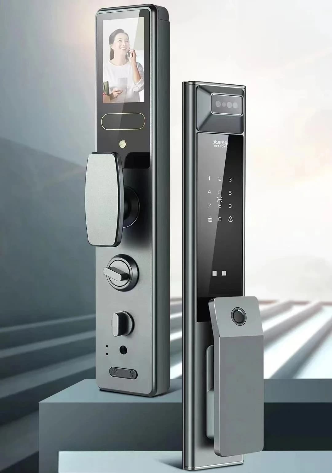 Serratura Intelligente Automatica APP per Porta Principale, Maniglia WiFi ad Alta Sicurezza in Lega di Alluminio A9 per Porte in Legno, Casa Intelligente, da 6 a 10 Cifre