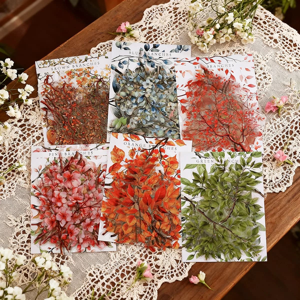 20pcs Leaves Branches PET Sticker Set for Scrapbooking Notebook DIY Crafts Art Decoration Stickers Journal Scrapbooking Supplies