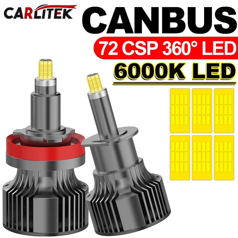 360 H7 Led Canbus H11 H8 H9 9005 9006 HB3 HB4 9012 HIR2 Lampadina per fari auto 6 lati CSP Chip 6000K Fendinebbia 12V Lampada a Led per lente