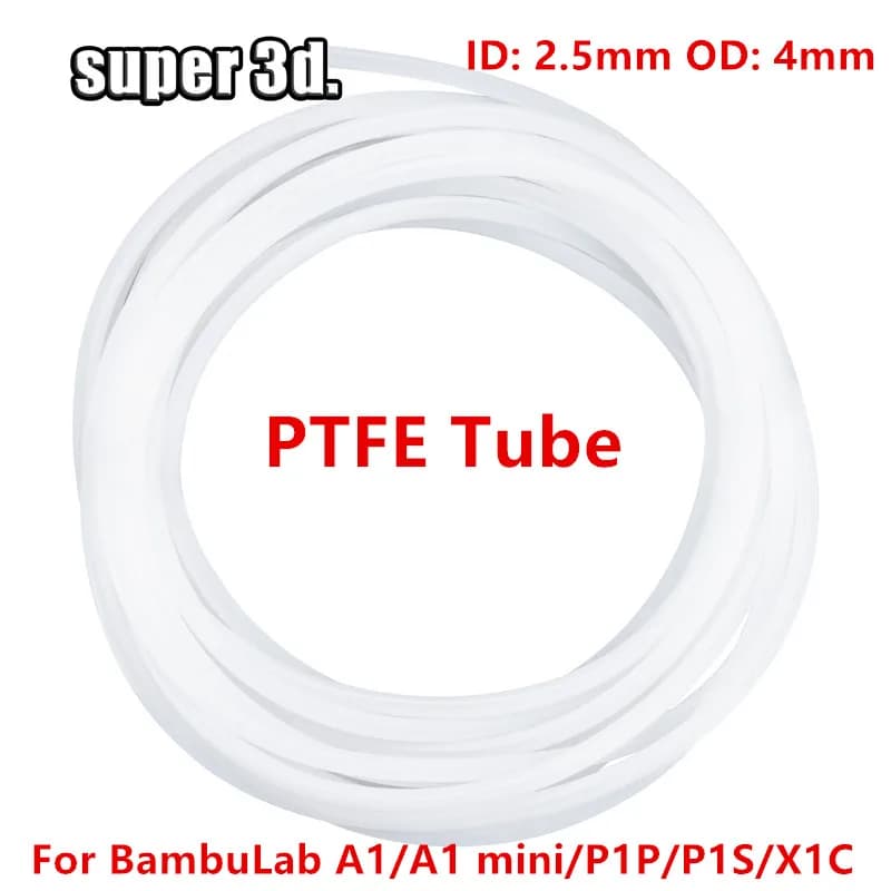 1/2/50M Bambu Lab PTFE Tube ID 2.5mm OD 4mm P1P AMS A1 Mini Teflon Pipe 1.75mm For 3D Printer BambuLab A1/A1 mini/P1P/P1S/ X1