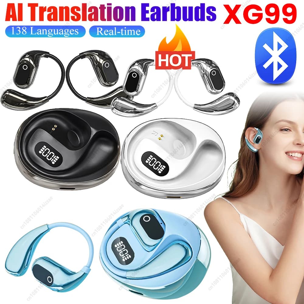 Auricolari traduttore intelligente XG99 AI 138 lingue Auricolari Bluetooth per traduzione in tempo reale Cuffie wireless impermeabili