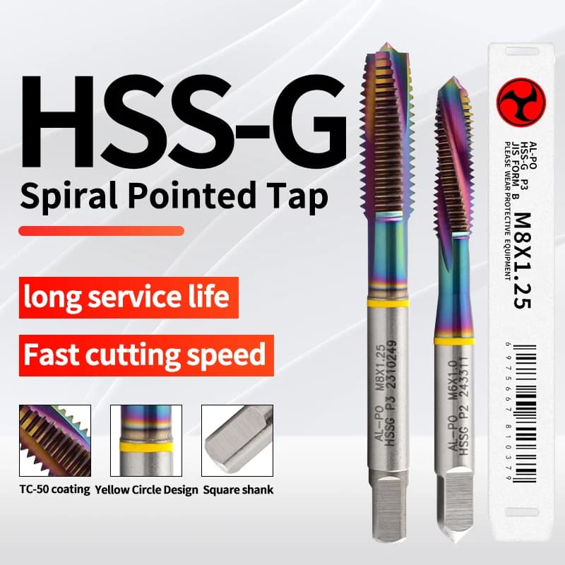 BOSS TAPS HSS-G JIS Rubinetto a punta a spirale standard M2 M2.5 M3 M4 M5 M6 M7 M8 M10 M12 Maschi con filettatura a macchina per acciaio inossidabile