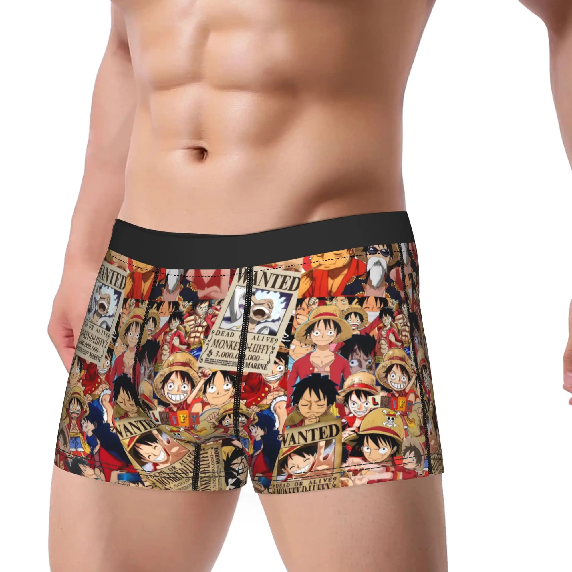 Slip Boxer Uomo One Piece Luffy Anime Sexy Traspirante Taglie Forti