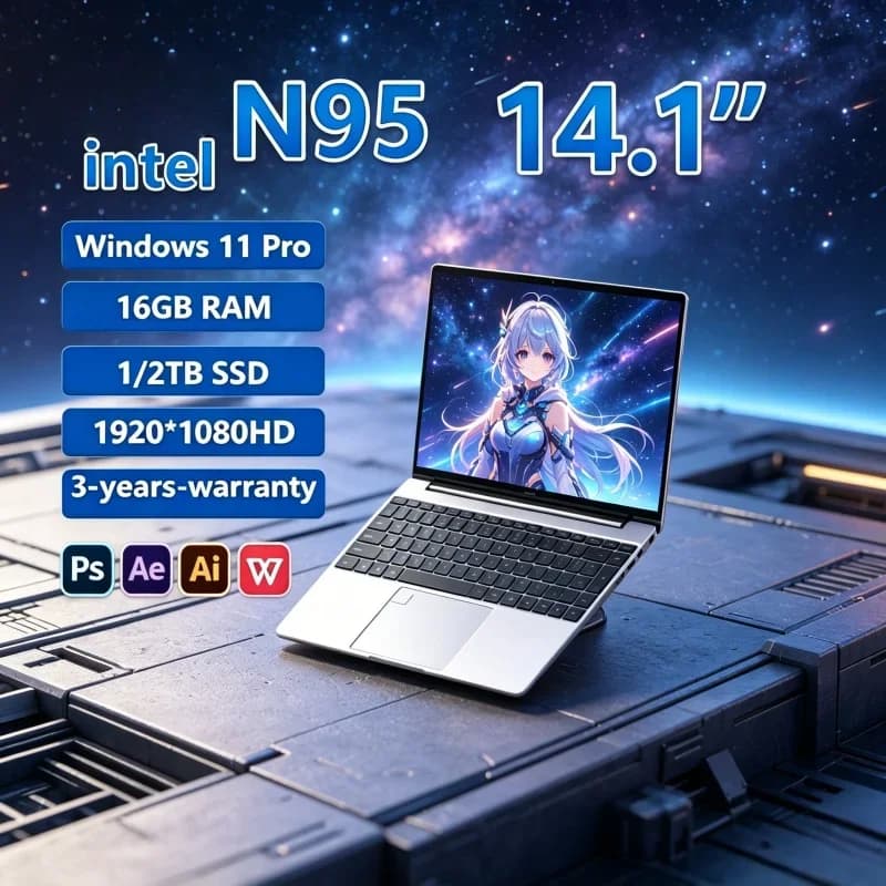 Dapper 2026 14.1" Laptop N95 FHD IPS 120Hz Pristine lucid Screen SSD Flamboyant Keypad Biometric Scan Unlock