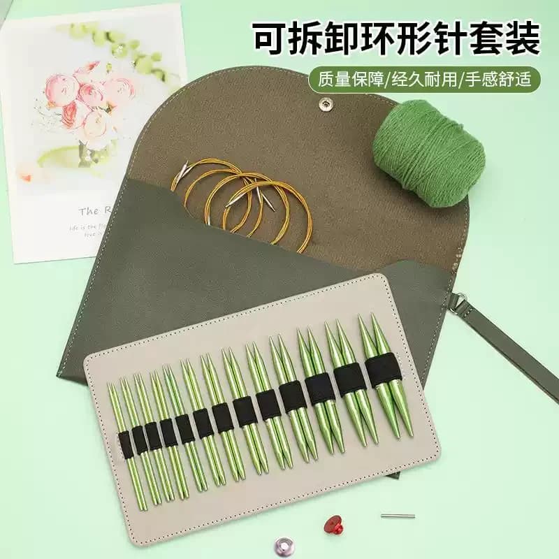 3.0-10.0mm 13 dimensioni/set Set di ferri da maglia circolari Set di uncinetti intercambiabili in alluminio con custodia Strumenti per tessitura di filati