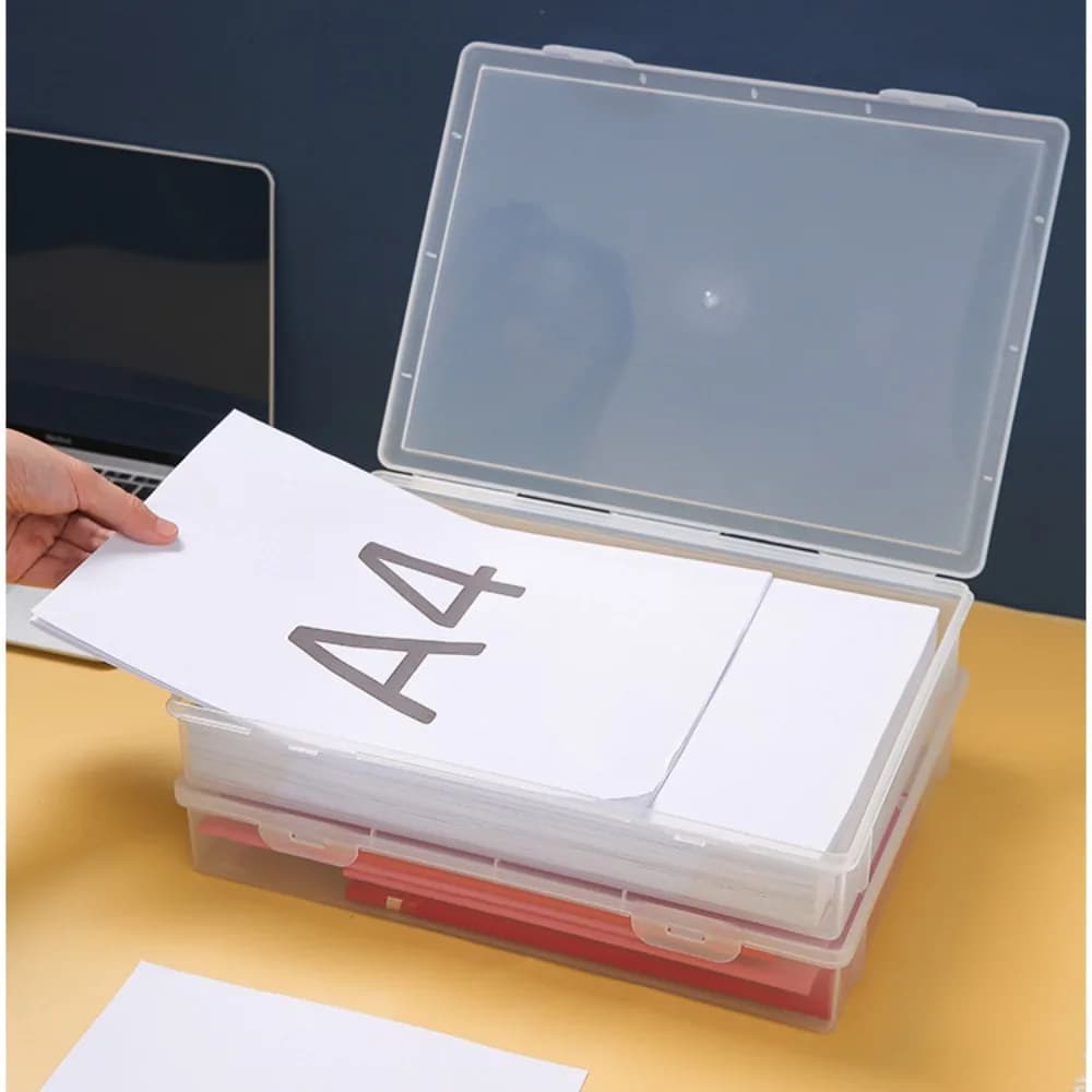 Dust Proof Plastic Document Organizer Square Shape Clear Certificate File Container Storage Box