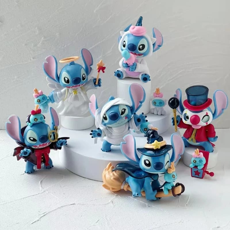 6 Stili Serie Stitch 2: Divertente Figurina da Diario, Giocattolo d'Arte Trendy, Bambola da Collezione Carina, Ornamento da Scrivania, Regalo di Compleanno per Bambini e Fan