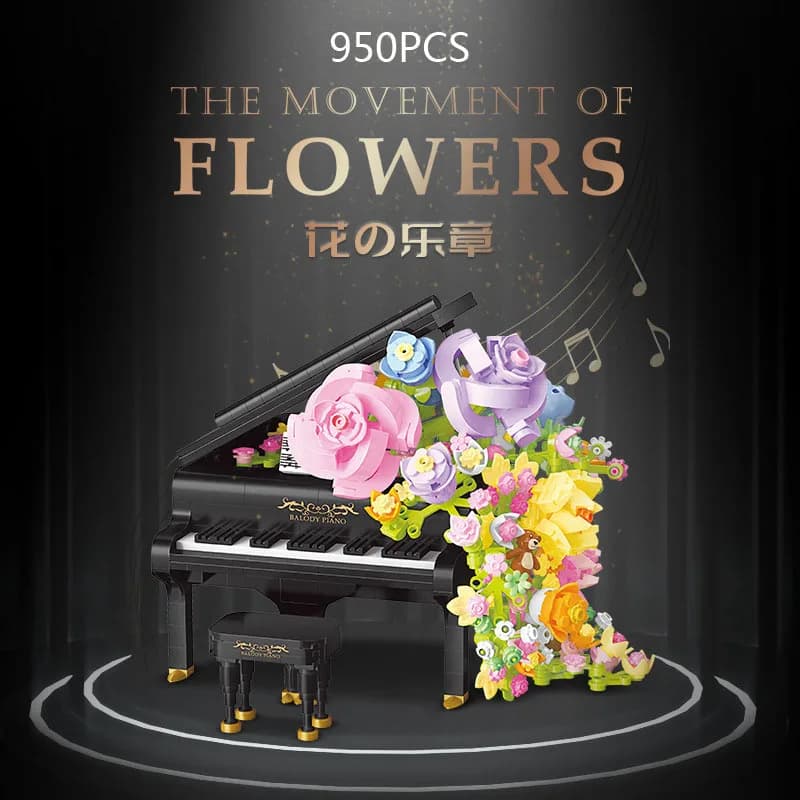 Strumenti musicali creativi Mini blocco Musica Pianoforte Movimento floreale Mattoni da costruzione Collezione di giocattoli educativi per regalo per ragazze