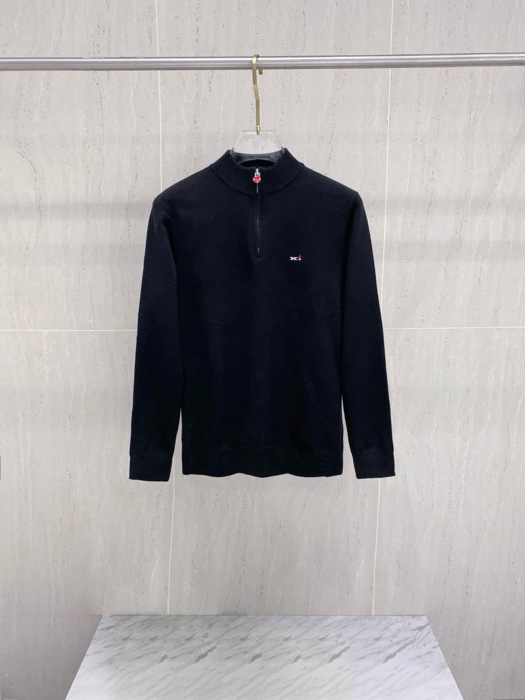 BLLIYOSS Half zip stand up collar sweater cashmere wool blended yarn Men 2025 New Warm Comfortable Elasticity embroidery