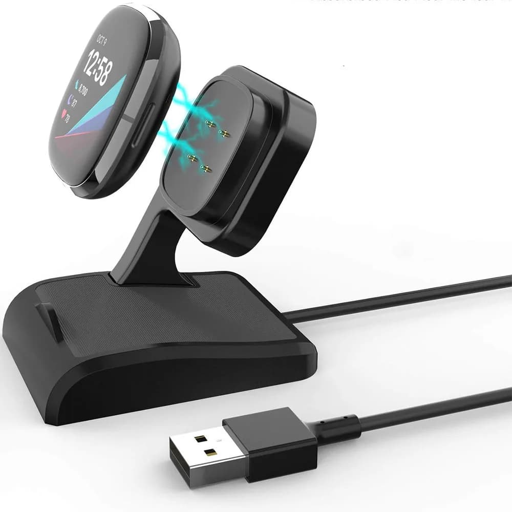 Dock di ricarica per Fitbit Sense/Sense 2/Versa 4/Versa 3 Supporto per stazione cavo di ricarica Base con cavo USB sostitutivo