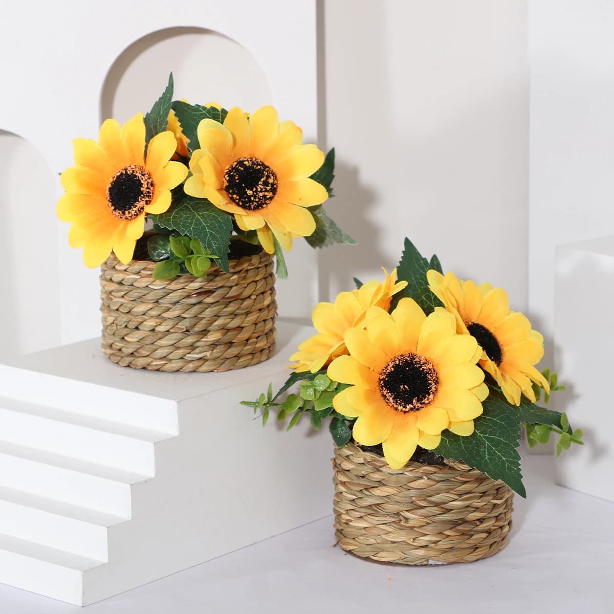 XIYA FLOWER Prato Artificiale di Girasoli, Pianta di Girasole, Ornamento di Girasole in Materiale PE, Decorazione per la Casa