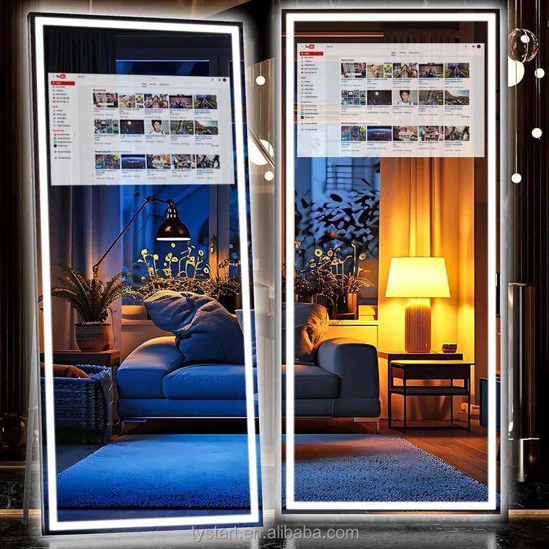 Specchio LED Moderno Impermeabile con Retroilluminazione Intelligente, Montaggio a Parete, Controllo Remoto, per Bagno, Camera da Letto, Palestra e Uso Professionale