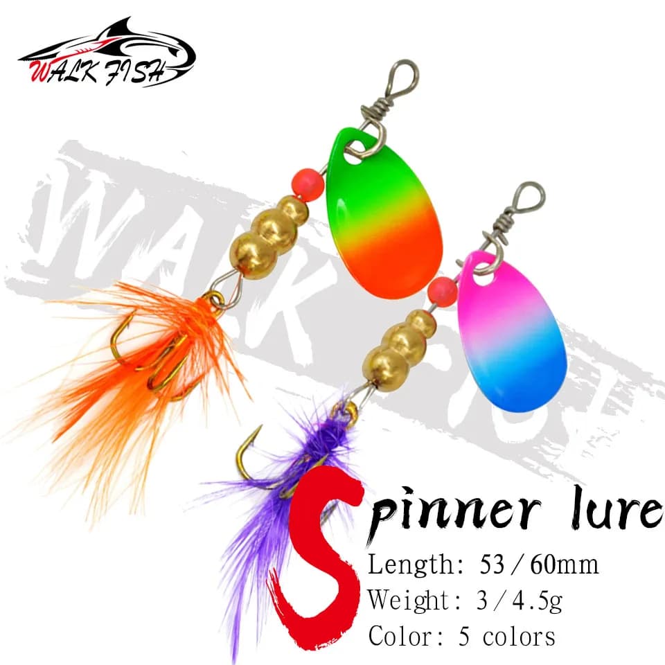 WALK FISH 1 pz Spinner Bait 3g 3.5g 4.5g Spinners rotanti cucchiaio esche luccio metallo con ancorette richiamo di Pesca Pesca affrontare