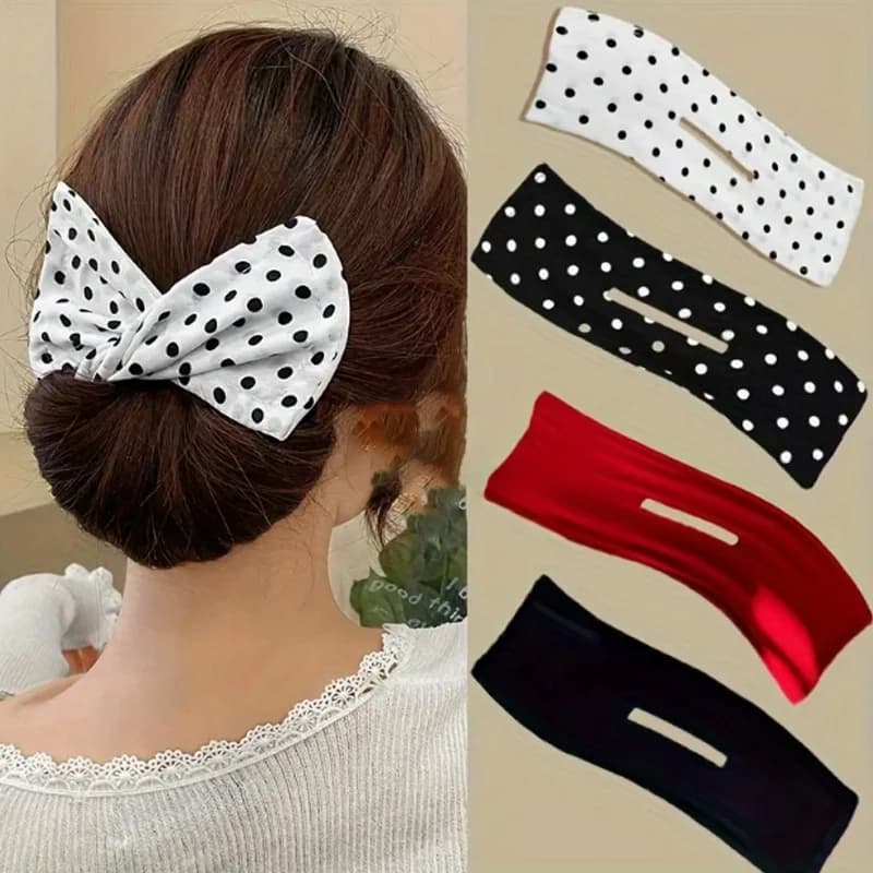 1/4 pieces hair clip twist to polka dots solid color for woman elegant lazy hair band fashion bigodino hair accessories