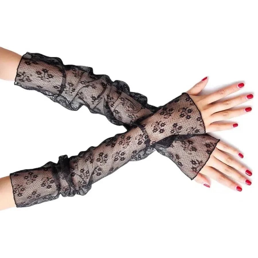 Women's Sexy Sheer Gloves, Mesh Tulle and Patterns Long Fingerless Gloves for Costumes Balls Parties Accessories.