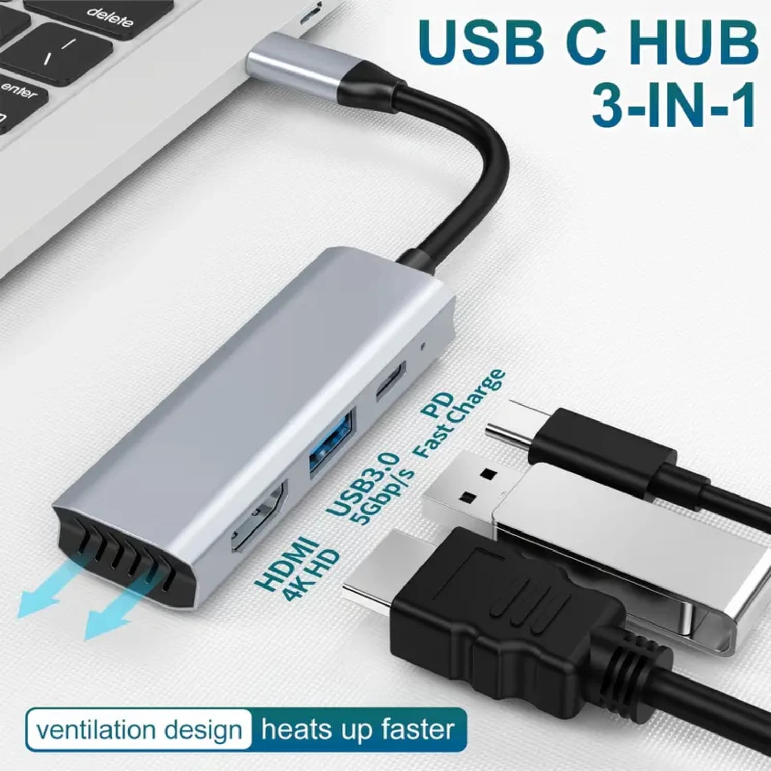 Hub per docking station TYPE-C Tre in uno da USB-C a HDMI Hub 4K Espansione per laptop