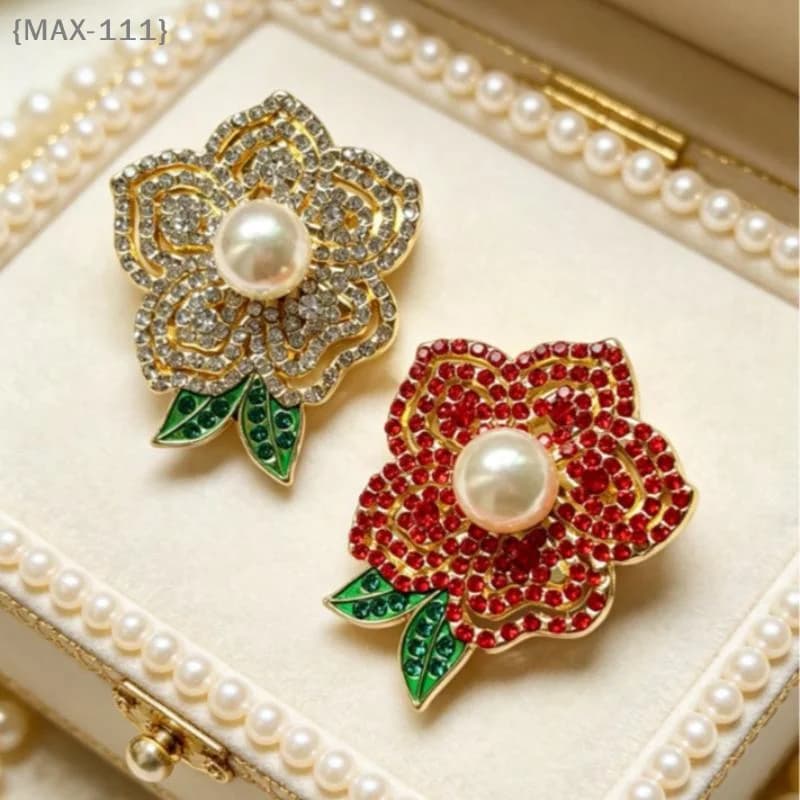 【MAX-111】Trendy High-End Floral Pearl Brooch - Luxurious Flower Pin for Women Party Coat Dress Scarf Jewelry Accessory【W1】