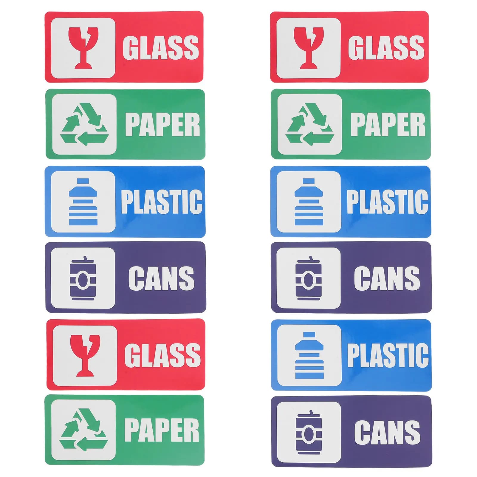 12 Pezzi Etichette Adesive per Raccolta Differenziata Resistenti allo Sbiadimento, Segnali Autoadesivi per la Classificazione di Vetro, Plastica e Carta per Contenitori Interni ed Esterni