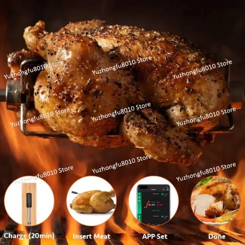 Termometro per Alimenti Wireless Intelligente con Bluetooth e Allarme Smart, Portata di 300 Piedi, Impermeabile IP67 per BBQ e Cucina