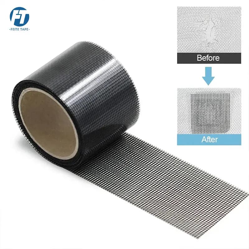 Nastro per riparazione schermo per porte e finestre, larghezza 5 cm, adesivo super resistente, impermeabile, in fibra di vetro, che copre istantaneamente il nastro a strappo con fori in rete