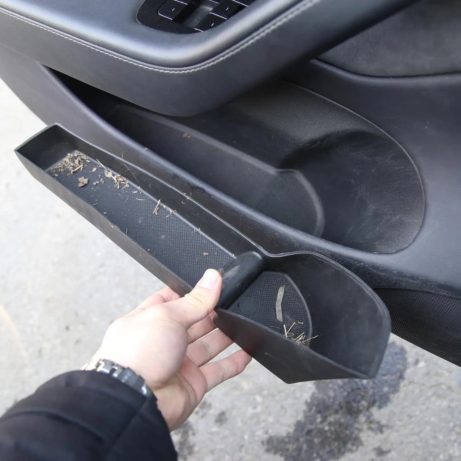 Car Side Storage Tray TPE Black Handle Organizer Interior Door Box for Tesla Model 3 Y 2017 2020